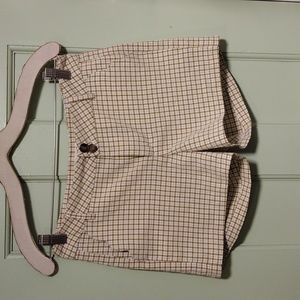 Women's Miami caramel/yellow white check pattern shorts Small